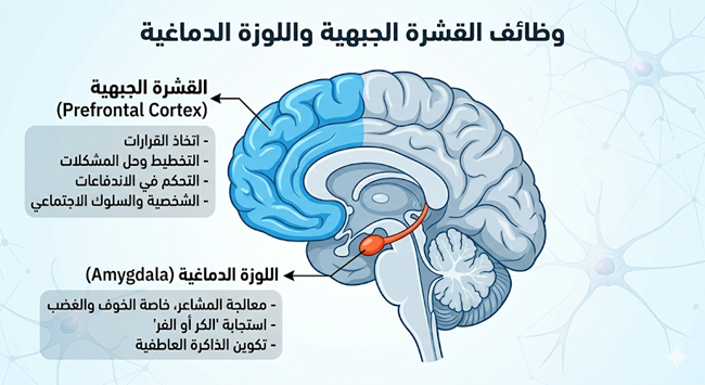 وظائف القشرة الجبهية واللوزة الدماغية